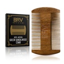 BRV MEN Beard & Mustache Comb, 100% טבעי ירוק סנדלווד, Pocket Beard Comb עם ערכת נושא, Wooden Beard Comb עבור גברים עבור כל הסוגים וסגנונות של שיער ודנד
