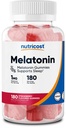 סוכריות Melatonin 1 מ"ג, 180 מסטיקנים, Strawberry Flavored - גלוטן חינם, non-GMO, No Corn Syrup