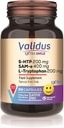 VALIDUS תוספת לחייך 5HTTP 200 מ"ג + L- Tryptophan 200 מ"ג + Sam-e 400 מ"ג 30 קפסולות (Vcaps Plus)