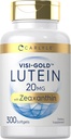 Karlyle Lutein ו Zeaxanthin 20 מ"ג | 300 Softgels | ויטמין בריאות עיניים | Non-GMO & Gluten Free Supplement
