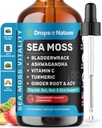 Ashwagandha & Turmeric נוזל טיפות - ויטמין C, Sea Moss, Apple Cider Vinegar, Bladderwrack - טיפות נוזליות טבעוניות עבור תמיכה מקיפה של בריאות ו- Vital Immunity (Strawberry Lemonade, 60mL)