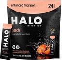 Halo hydrotion Electrolyte אבקת Packets - Peach - 24 לשרתים (5g כל) - משקה לחות אורגני עם סוכר נמוך + ויטמינים חיוניים + מינרלים - טבעוני