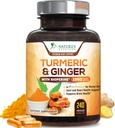 תוסף Turmeric Curcumin 1950mg - 95% Curcuminoids עם כורכומרי אורגני וג'ינג'ר, BioPerine Black Pepper for Best Absorption, Nature's Joint Support, Non-GMO, בבקבוק בארה"ב - 240 קפסולות
