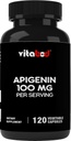 Apigenin 100 מ"ג לשרת - 120 קפסולות ירקות - Raw Plant Extract from Chamomile Flower - Non Habit Forming - Active Bioflavonoids & Antioxidants