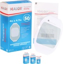 סרט Transud Dressing 4" x 4.75" (50 Pack) - נדנדה חסימת מים למקלחת פוסט-סורגית, IV Shield, קעקוע לאחר טיפול, Clear Breathable Dressing Patches על ידי HEALQU
