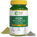 Iron Folic Acid תוסף - 60 טבליות Veg עם Zinc, ויטמין C & ויטמין B12 עבור גברים ונשים | תומך ייצור Haemoglobin, Boosts Immunity ושומר על רמת הברזל